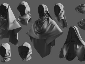 Basemesh Arab Medieval Headwear Collection Modèle 3D