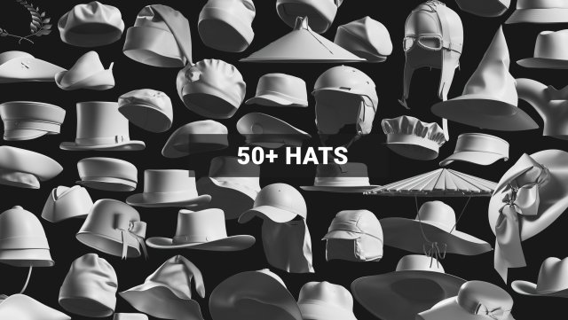 Set of Basemesh Headwear Hat Modelo 3D .c4d .max .obj .3ds .fbx .stl .blend 