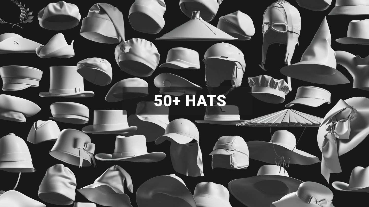 Set of Basemesh Headwear Hat 3D Model .c4d .max .obj .3ds .fbx .stl .blend 