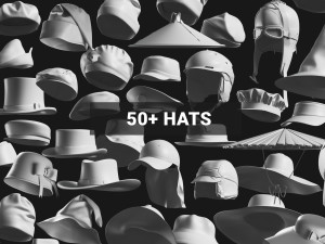 Set of Basemesh Headwear Hat Modèle 3D