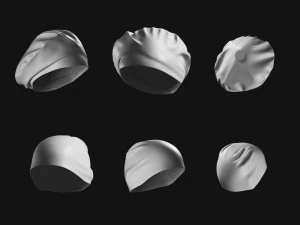 Set of Basemesh Headwear Hat 3D Model