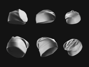 Set of Basemesh Headwear Hat 3D Model