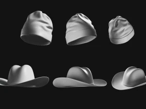 Set of Basemesh Headwear Hat 3D Model