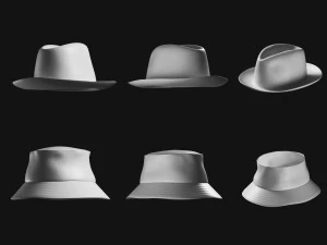 Set of Basemesh Headwear Hat 3D Model