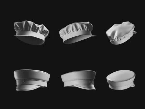 Set of Basemesh Headwear Hat 3D Model