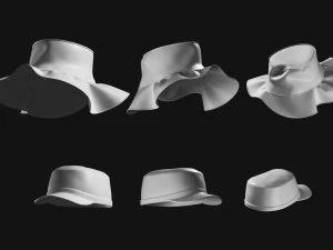 Set of Basemesh Headwear Hat 3D Model