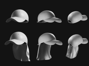 Set of Basemesh Headwear Hat 3D Model