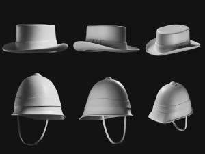 Set of Basemesh Headwear Hat 3D Model