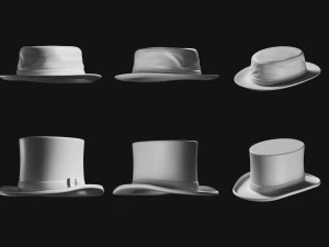 Set of Basemesh Headwear Hat 3D Model