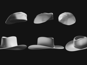 Set of Basemesh Headwear Hat Modelo 3D