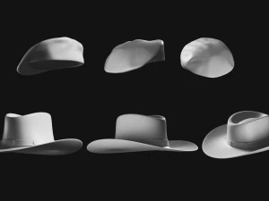 Set of Basemesh Headwear Hat 3D Model