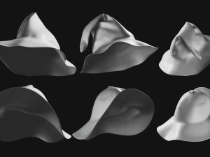 Set of Basemesh Headwear Hat 3D Model