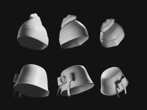 Set of Basemesh Headwear Hat 3D Model