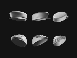 Set of Basemesh Headwear Hat 3D Model