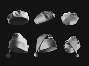 Set of Basemesh Headwear Hat 3D Model
