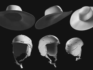 Set of Basemesh Headwear Hat 3D Model