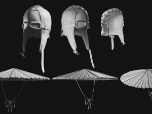Set of Basemesh Headwear Hat Modelo 3D