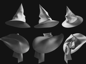 Set of Basemesh Headwear Hat 3D Model