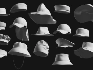 Set of Basemesh Headwear Hat 3D Model