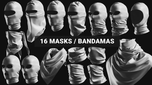 Basemesh Mask Bandama Headwear Collection 3D Model .c4d .max .obj .3ds .fbx .stl .blend 