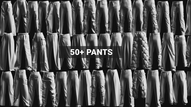Basemesh Pants Collection 3D Model .c4d .max .obj .3ds .fbx .stl .blend 