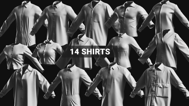 Basemesh Shirt Collection 3D 模型 .c4d .max .obj .3ds .fbx .stl .blend 
