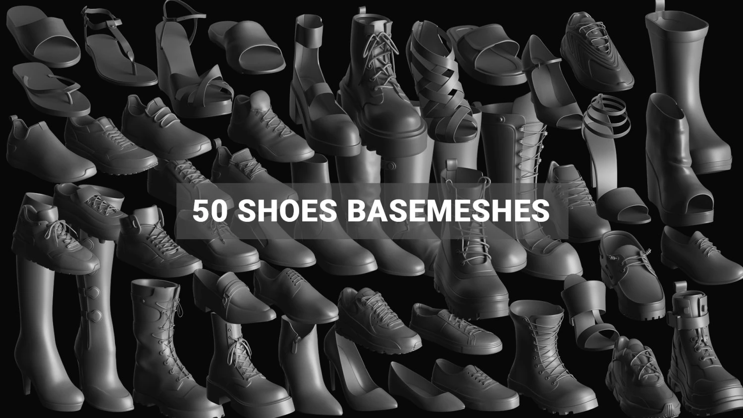 Basemesh Shoes Collection 3D Model .c4d .max .obj .3ds .fbx .stl .blend 