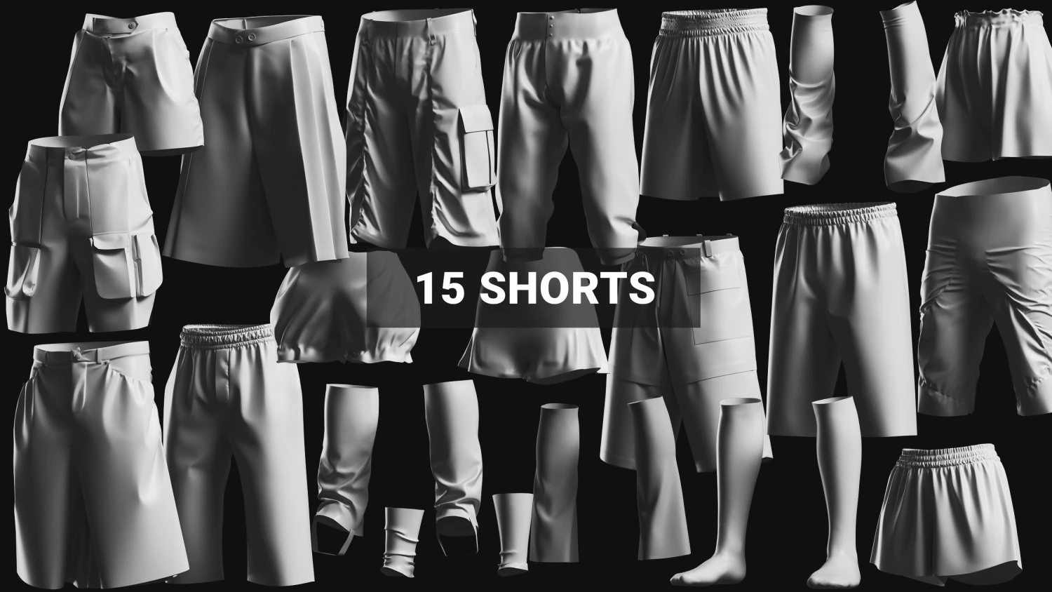 Basemesh Short Collection 3D Model .c4d .max .obj .3ds .fbx .stl .blend 