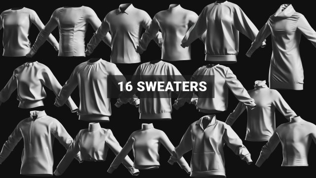 Basemesh Sweater Collection 3D 模型 .c4d .max .obj .3ds .fbx .stl .blend 