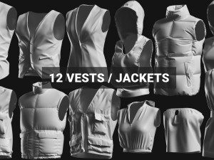 Basemesh Vest Jacket Collection 3D Model