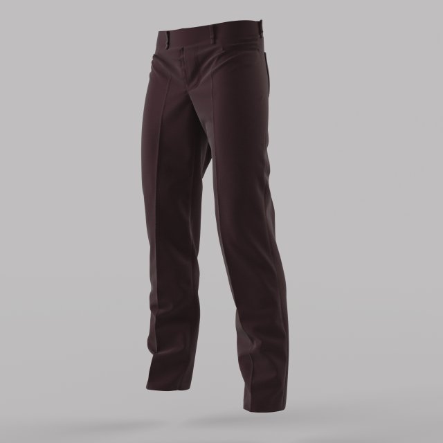Trousers pair of pants in maroon 3D 모델 .c4d .max .obj .3ds .fbx .stl .blend 