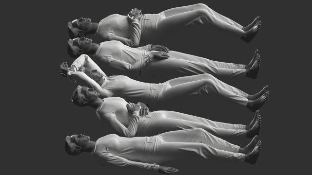 Man Mannequin Lying 5 Tomography Poses 3D Model .c4d .max .obj .3ds .fbx .stl .blend 