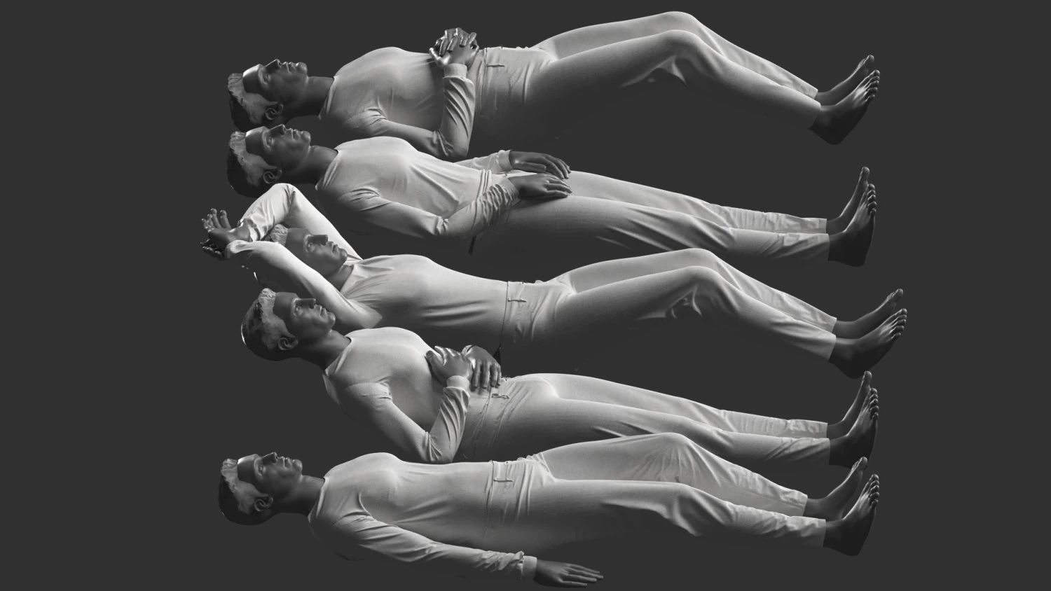 Man Mannequin Lying 5 Tomography Poses 3D Model .c4d .max .obj .3ds .fbx .stl .blend 