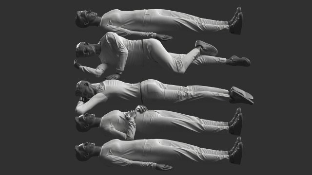 Man Mannequin Lying 5 Poses 3D Model .c4d .max .obj .3ds .fbx .stl .blend 