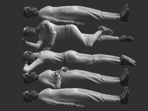 横たわる男性マネキン 5 ポーズ 3Dモデル