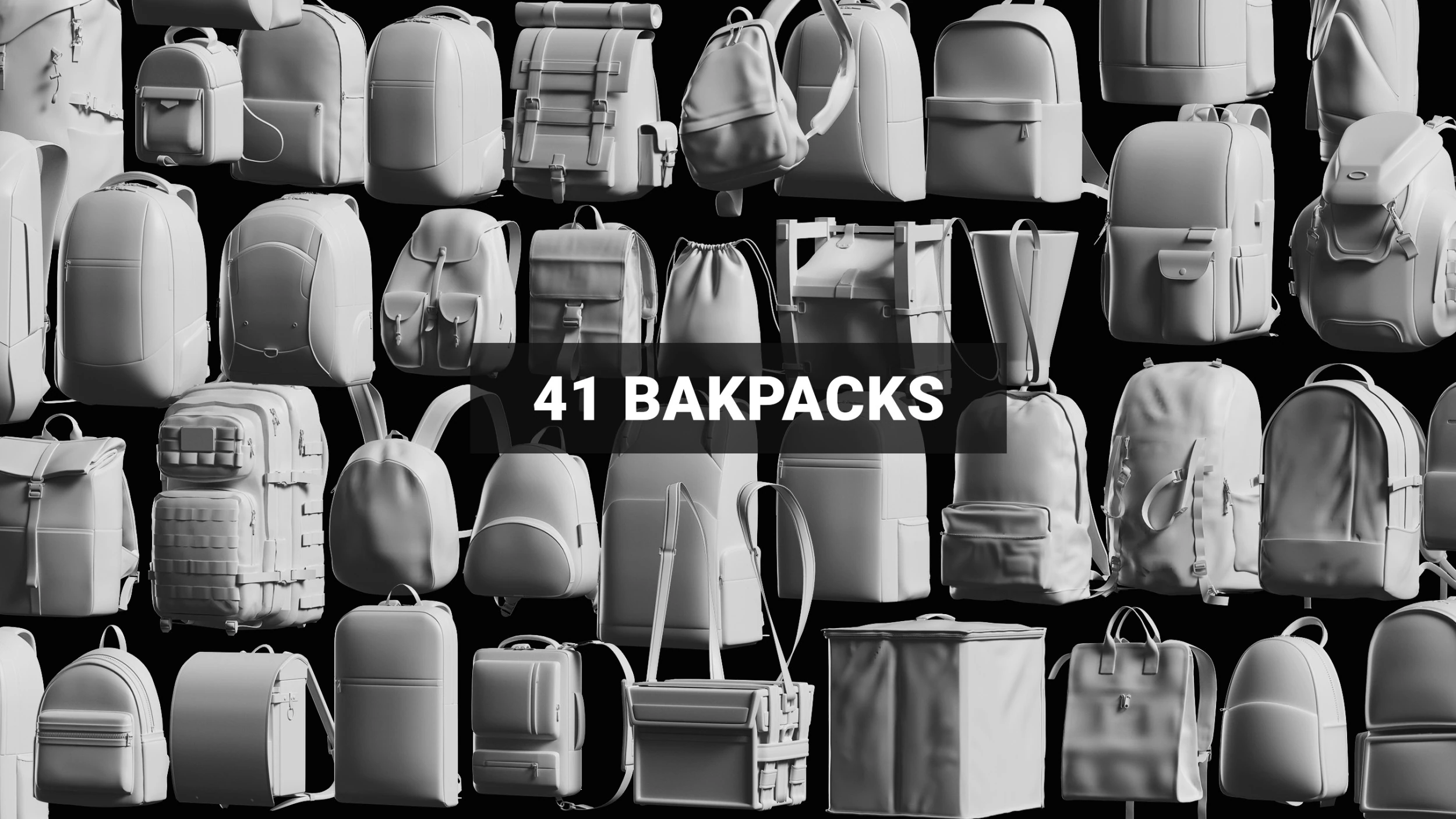 Backpack Basemesh Collection 3D Model .c4d .max .obj .3ds .fbx .stl .blend 