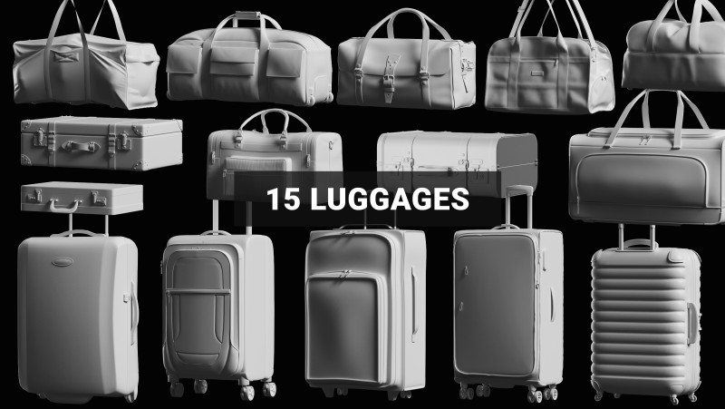 Luggage Basemesh Collection 3D Модель .c4d .max .obj .3ds .fbx .stl .blend 