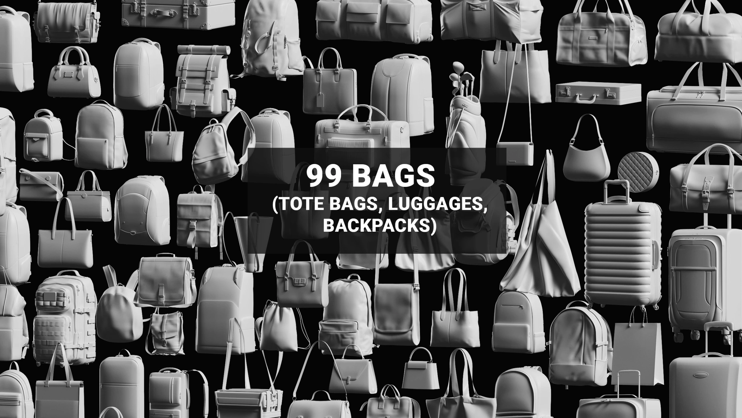 Bags Basemesh Collection 3D Model .c4d .max .obj .3ds .fbx .stl .blend 