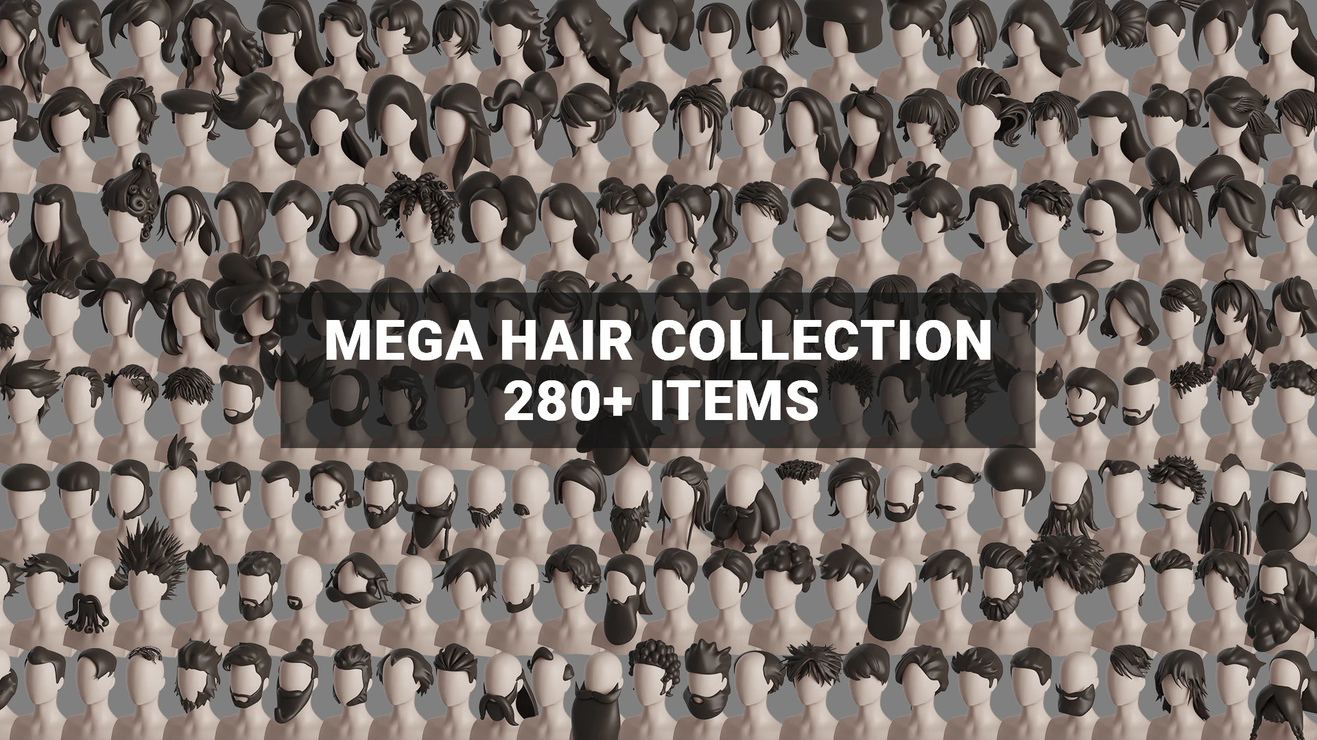 Stylised Hair Mega Bundle 3D Model .c4d .max .obj .3ds .fbx .stl .blend 