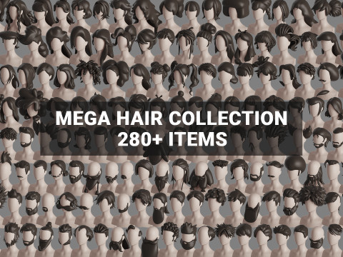 Stylised Hair Mega Bundle 3D Model