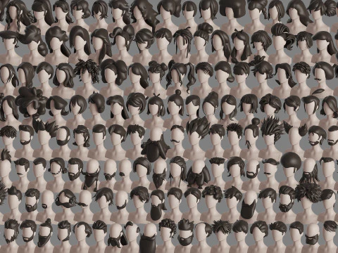 Stylised Hair Mega Bundle 3D Model