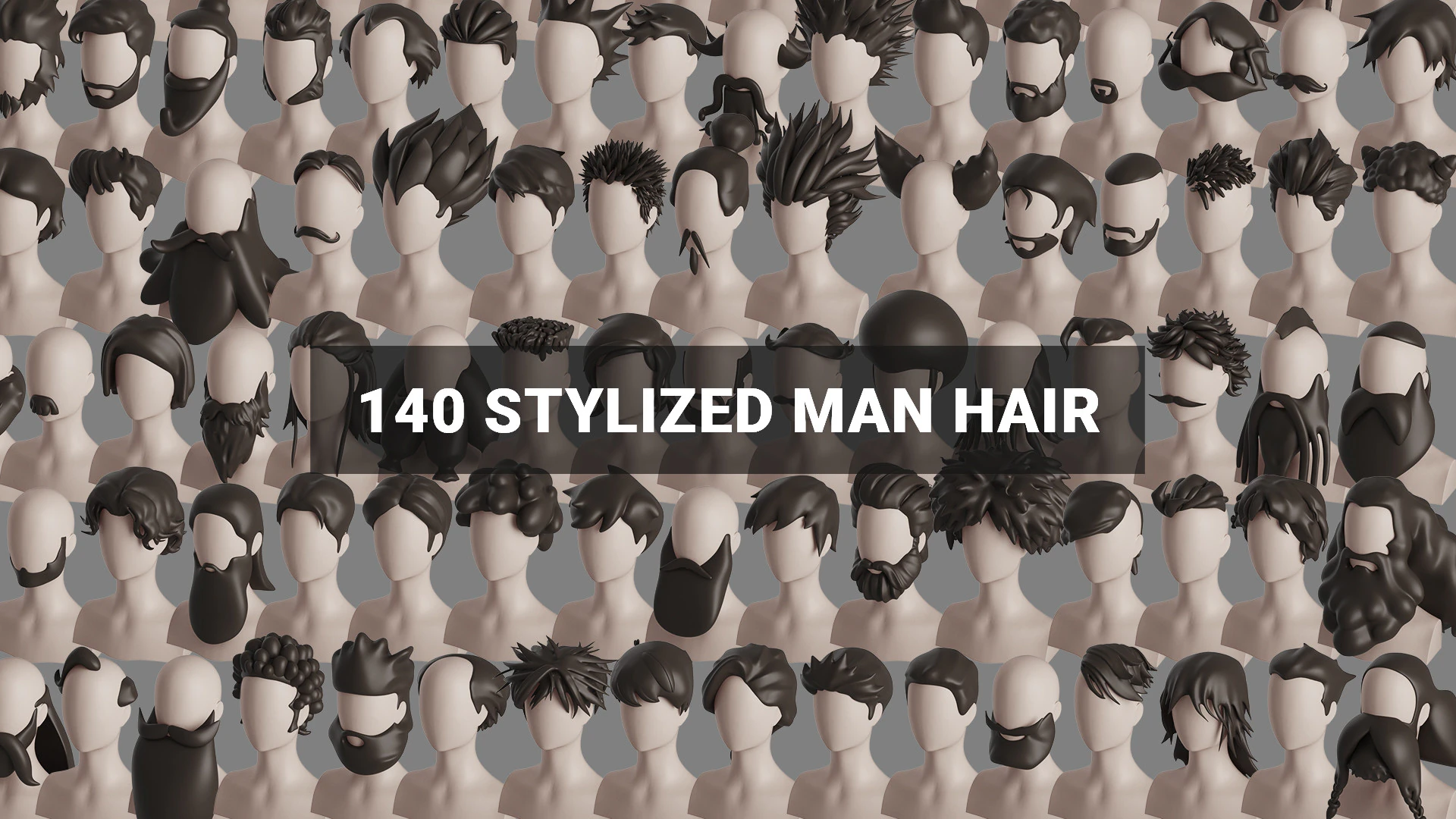 Stylised Man Hair Bundle 3D Model .c4d .max .obj .3ds .fbx .stl .blend