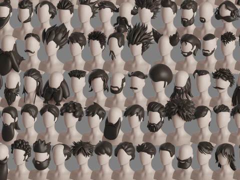 Stylised Man Hair Bundle 3D Model