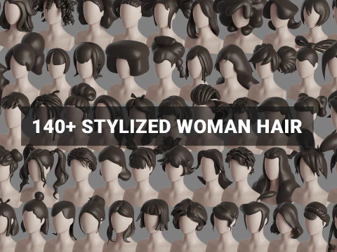 Стилізований жіночий пучок волосся 3D Модель