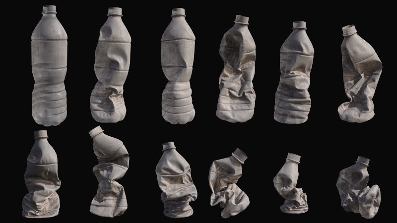 Crushed Plastic Bottle v1 Low-poly 3D Model .c4d .max .obj .3ds .fbx .stl .blend 