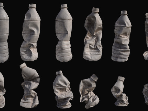 Crushed Plastic Bottle v1 Low-poly 3D Model