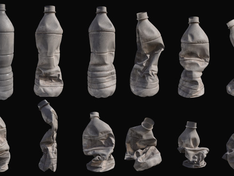 Crushed Plastic Bottle v1 Low-poly 3D Model