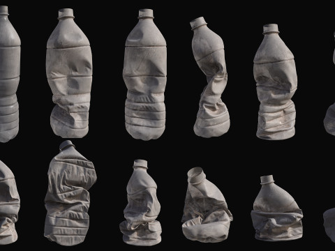 Crushed Plastic Bottle v1 Low-poly 3D Model
