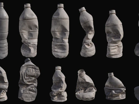 Crushed Plastic Bottle v1 Low-poly 3D Model