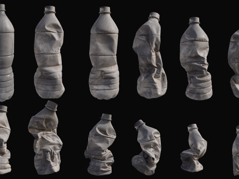Crushed Plastic Bottle v1 Low-poly 3D Model